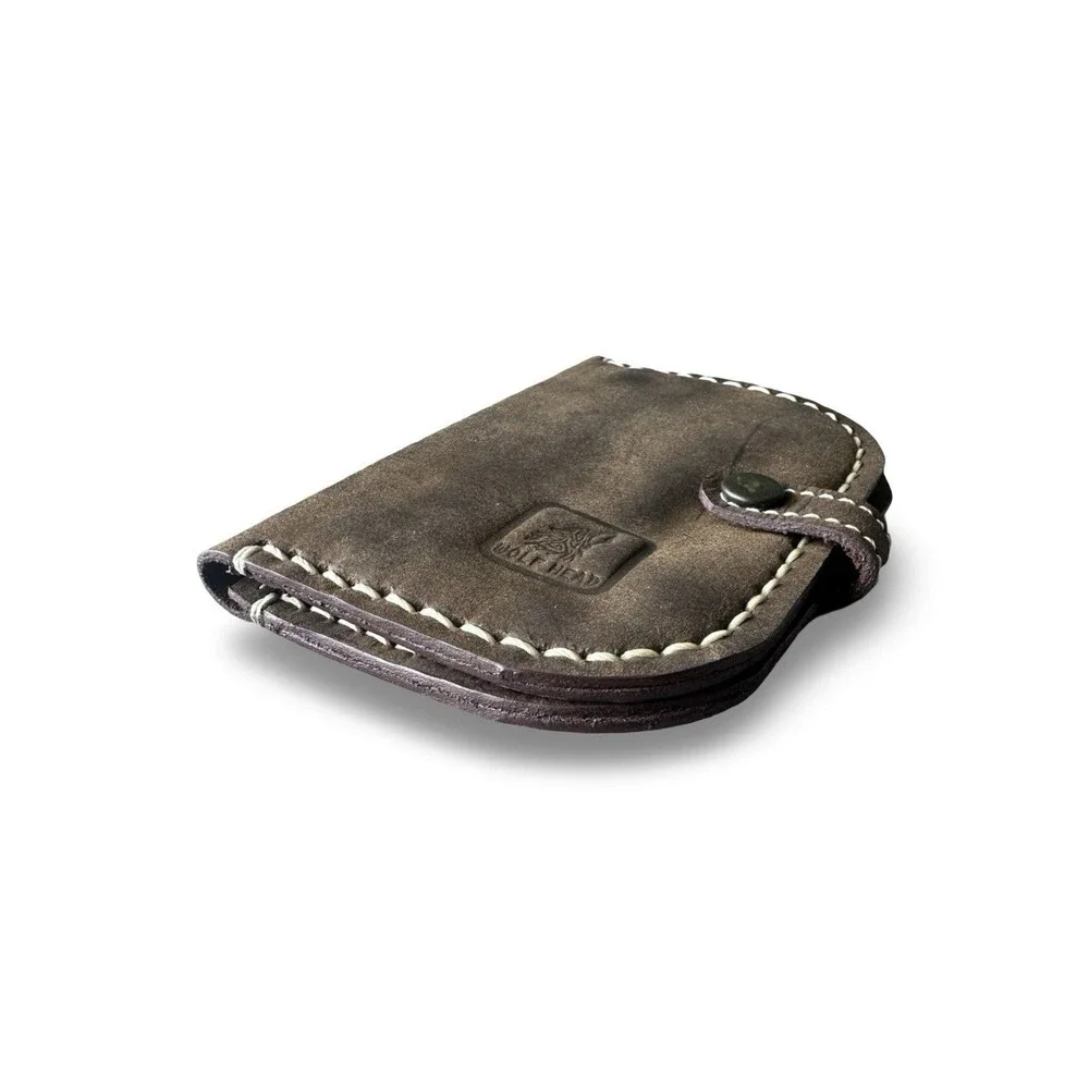 Wolf Head Vintage Suede Brown Leather Snap Bifold Wallet western 🤠 boho